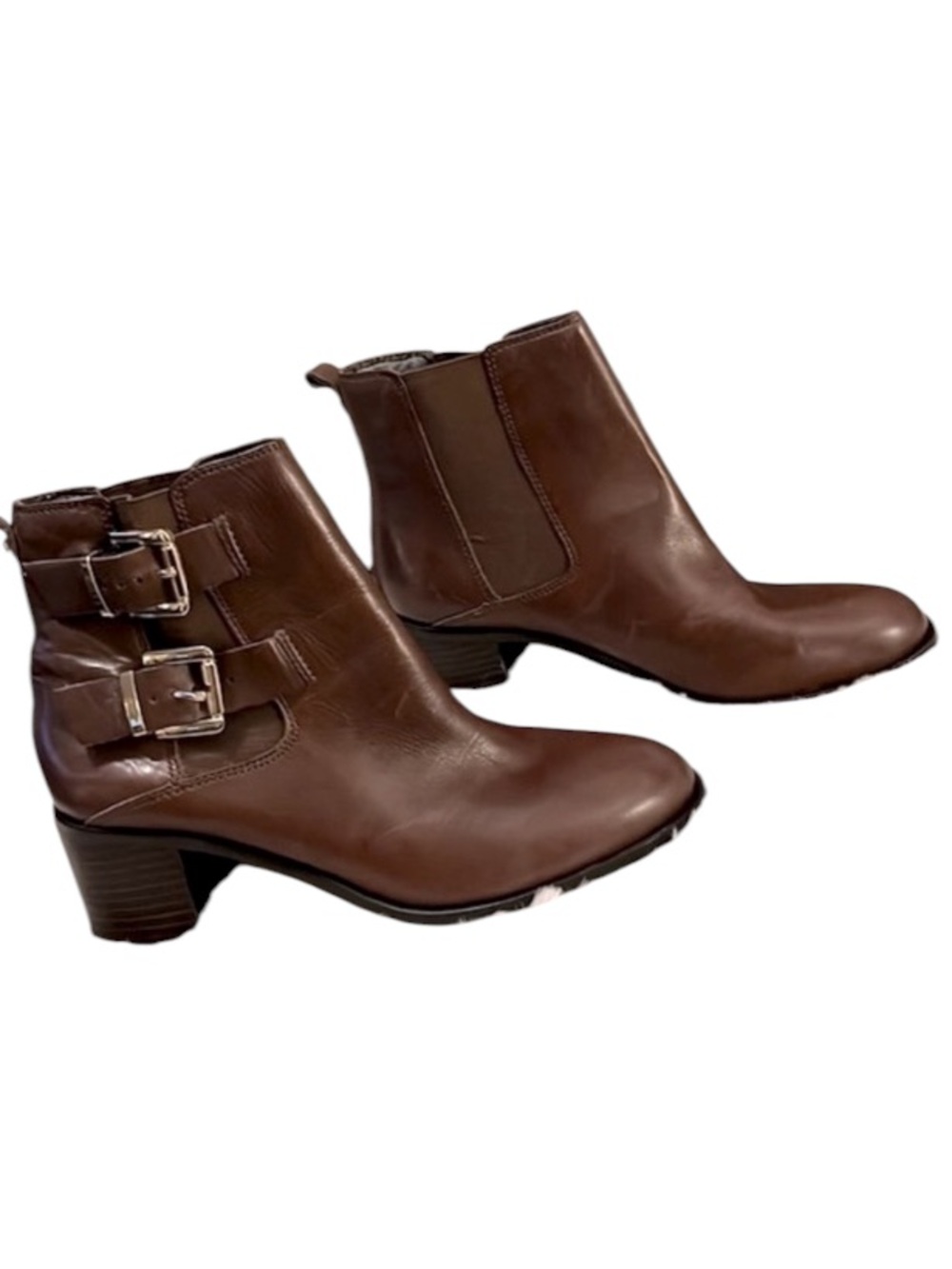 Sam Edelman Womens Brown Leather Chelsea Jodie Slip On Block Heel Ankle Boots 9